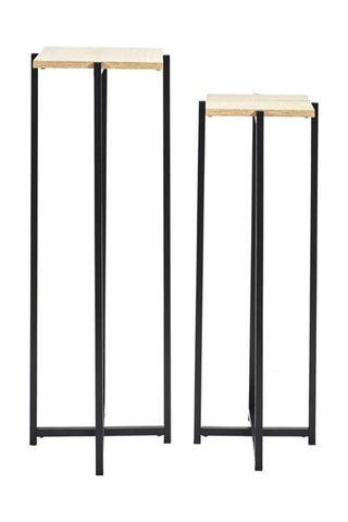 2 tables d'appoint en bois Loka - 30 x 82 x 30 cm et 25 x 72 x 26 cm