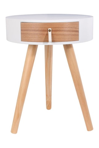 Table de chevet 1 tiroir Nora - Naturel et blanc