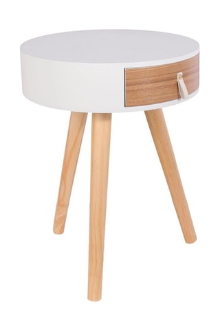 Table de chevet 1 tiroir Nora - Naturel et blanc