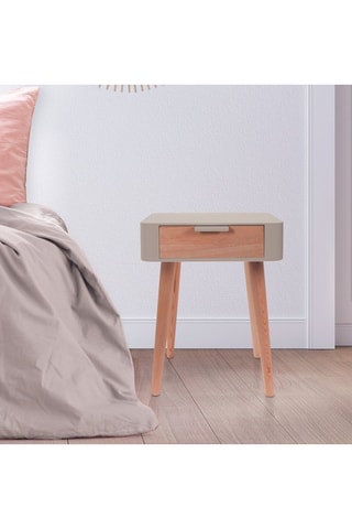 Table de chevet - Taupe et naturel