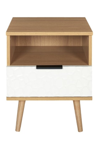Table de chevet - Blanc et naturel