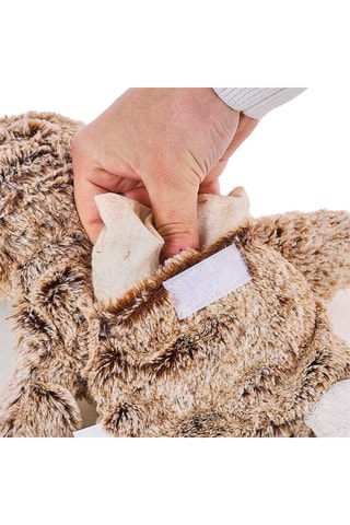 Bouillotte peluche avec perles de céramique - Marron clair et blanc