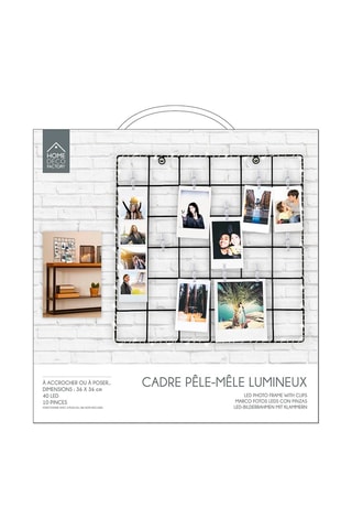 Cadre-photo LED 10 pinces - 36 x 36 cm