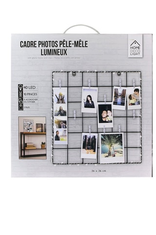 Cadre-photo LED 10 pinces - 36 x 36 cm