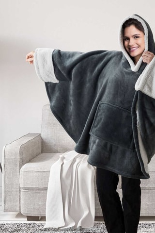 Plaid poncho - Gris