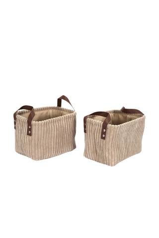 3 paniers de rangement en velours - Taupe