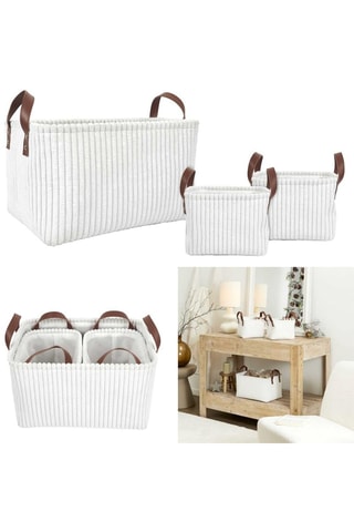 3 paniers de rangement - 36 x 20 x 26 cm - Blanc