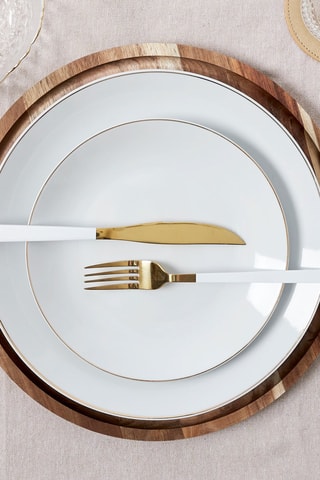 6 assiettes plates en céramique et porcelaine - 26 cm
