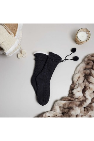 2 paires de chaussettes fourrées - Beige et gris foncé