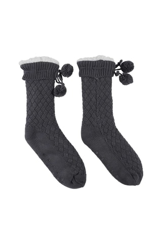 2 paires de chaussettes fourrées - Beige et gris foncé