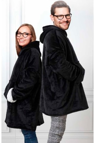 Sweat à capuche doublé sherpa Noir et blanc