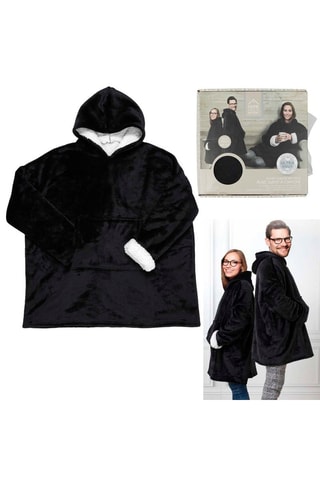 Sweat à capuche doublé sherpa Noir et blanc