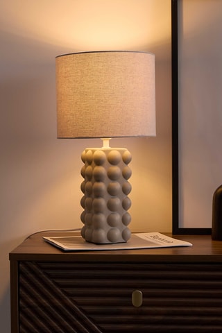 Lampe à poser en lin et céramique - Taupe - 40 W