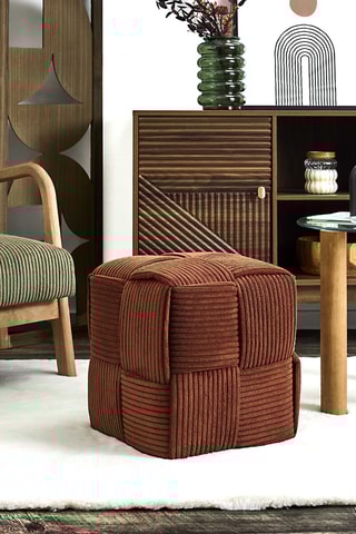 Pouf Scott - Terracotta - Toucher velours côtelé