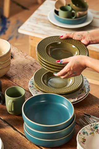 12 assiettes creuses Grain de Riz - 22,5 cm