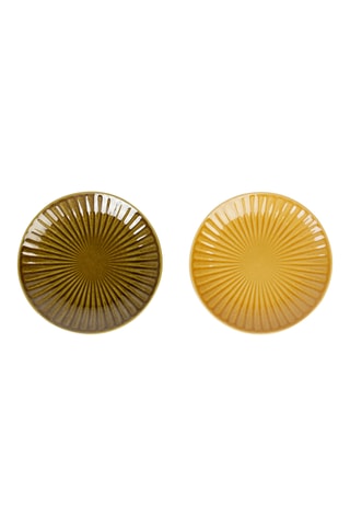 6 assiettes à dessert en grès Bergen - 21 cm - Modèle aléatoire