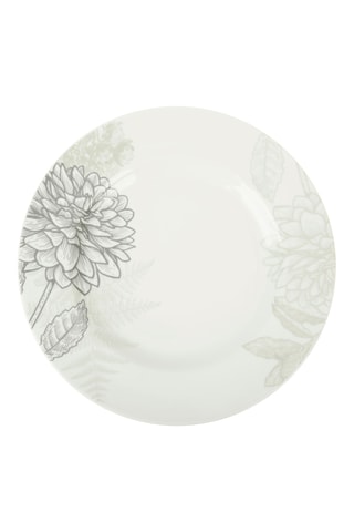 6 assiettes plates en porcelaine Gravures Colorees - 26,5 cm