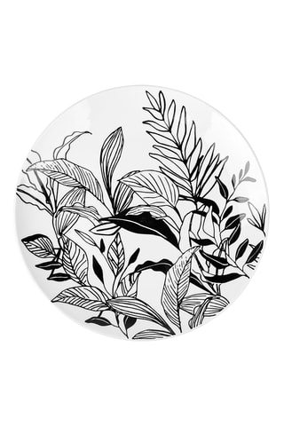 6 assiettes plates en porcelaine Esquisse Vegetale - 26,5 cm