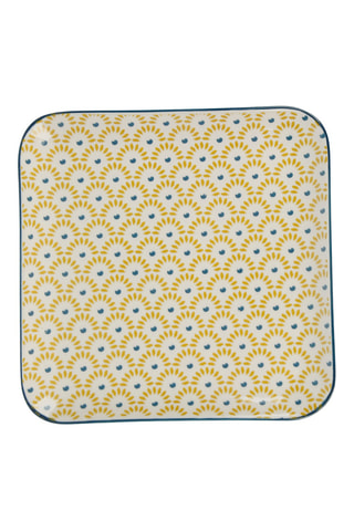 Plat de service en grès Seigaiha - 20,5 x 1,5 x 20,5 cm