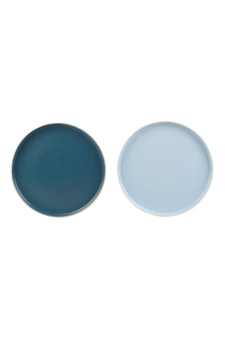 6 assiettes plates en grès Calanques - 27 cm - Modèle aléatoire