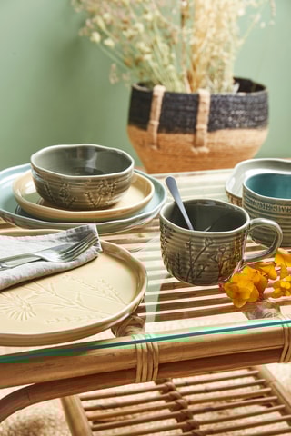 4 mugs en grès Slow Life Floralie - 40 cl