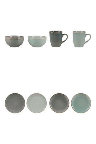 6 assiettes plates, 6 assiettes à dessert, 6 bols et 6 mugs - Collection Noël Romantique