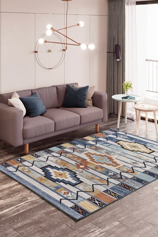 Vloerkleed Mabel Blauw en Ecru