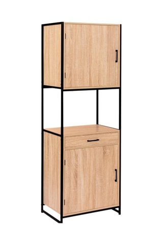 Móvel de porcelana industrial de 2 portas Memphis - Imitação de madeira e preto