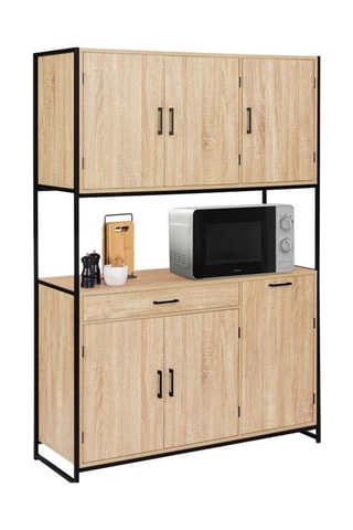 Móvel industrial 6 portas Memphis - Imitação em madeira e preto
