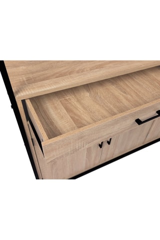 Móvel industrial 6 portas Memphis - Imitação em madeira e preto