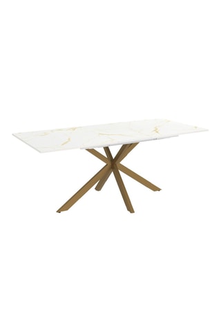 Mesa de refeição extensível Glam - Imitação de mármore e dourado