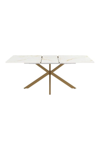 Mesa de refeição extensível Glam - Imitação de mármore e dourado