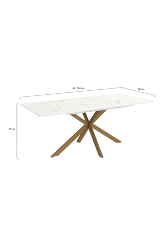 Mesa de refeição extensível Glam - Imitação de mármore e dourado
