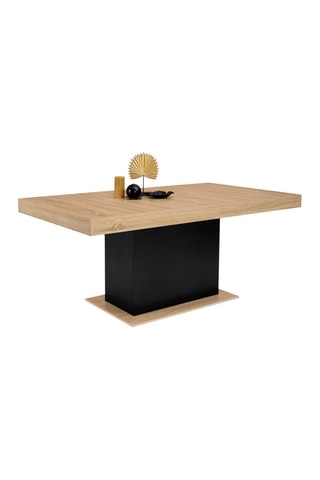 Mesa de jantar extensível Tania - Imitação de madeira e preto
