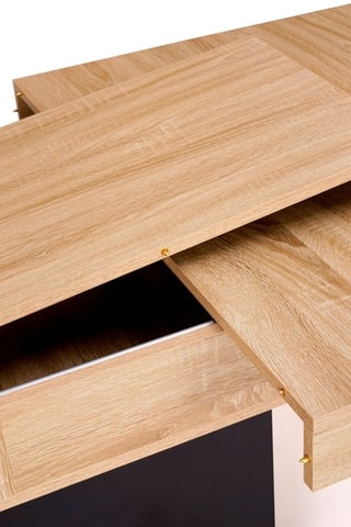 Mesa de jantar extensível Tania - Imitação de madeira e preto