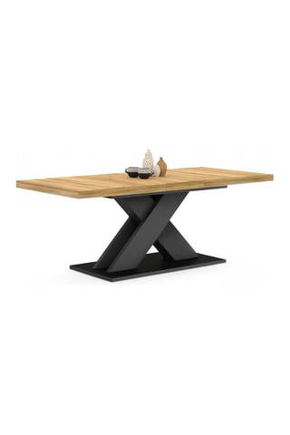 Mesa de jantar extensível Alexia - Imitação de madeira e preto