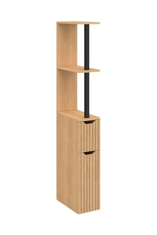 Coluna casa de banho com 2 portas Faustine - Imitação de madeira