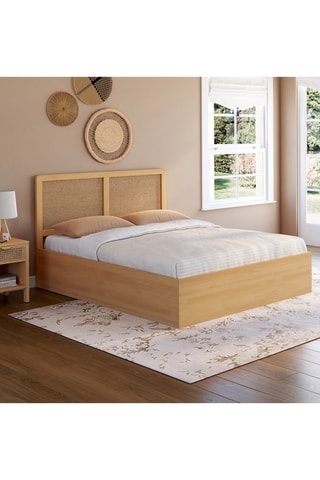 Cama com arrumação e sommier Eve - Imitação de madeira