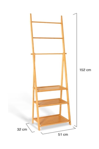 Estante suporte para toalhas Maya - Estrutura em bambu - 53 x 31 x 152 cm