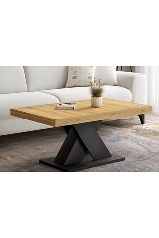 Mesa de centro Alexia - Imitação de madeira e preto
