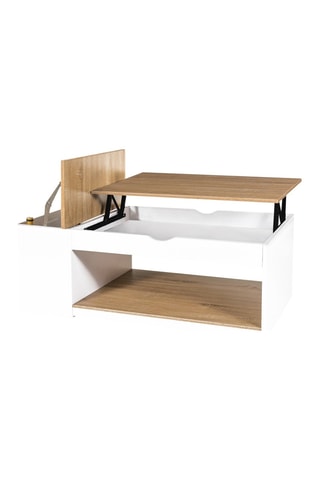 Mesa de centro elevável com baú Elina - Branco