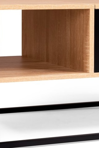 Mesa de centro elevável Manufacture - Preto e imitação de madeira