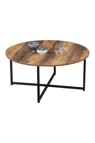 Mesa de centro Elize - Preto e imitação de madeira