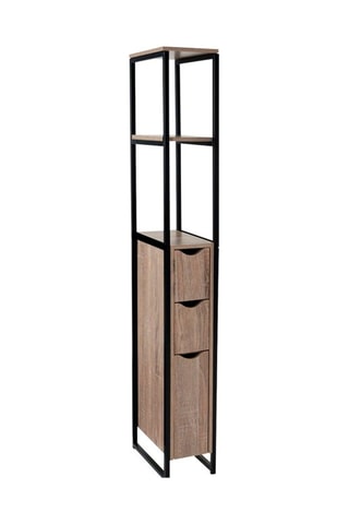 Móvel WC 1 porta 2 gavetas - Imitação madeira e preto