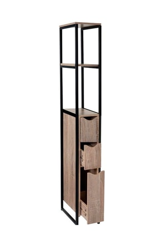 Móvel WC 1 porta 2 gavetas - Imitação madeira e preto