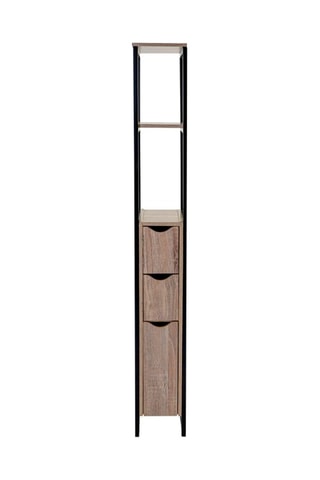 Móvel WC 1 porta 2 gavetas - Imitação madeira e preto