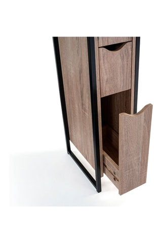Móvel WC 1 porta 2 gavetas - Imitação madeira e preto
