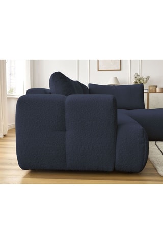 Canapé d'angle droit convertible Fuji - Bleu foncé - 4 places - En polyester - Couchage 228 x 154 cm