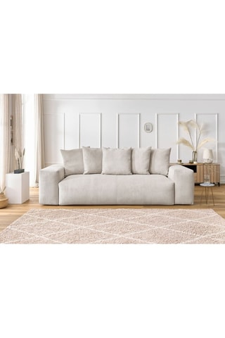Canapé Voltaire - Beige - 3 places - En polyester - Toucher velours côtelé