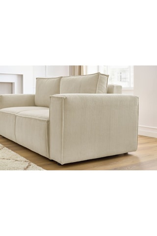 Canapé Nihad - Beige - 2 places - Toucher velours côtelé